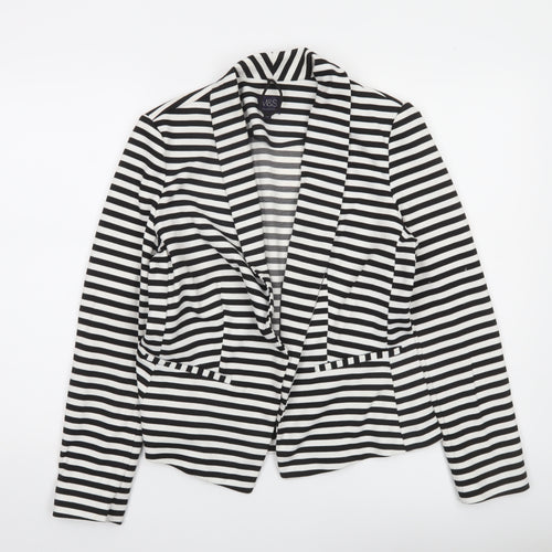 Marks and Spencer Women Black White Striped Blazer Size 14