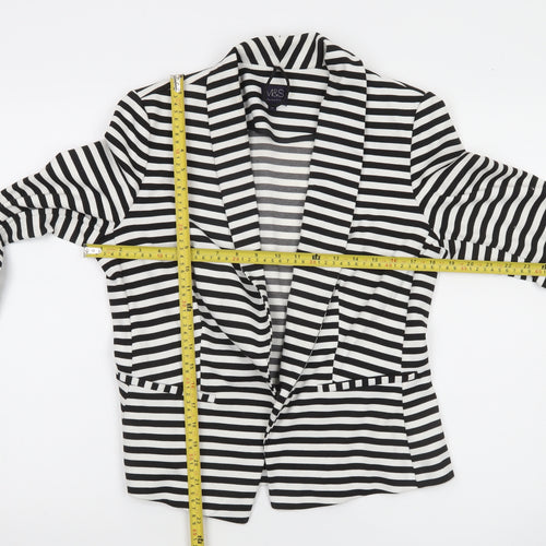Marks and Spencer Women Black White Striped Blazer Size 14