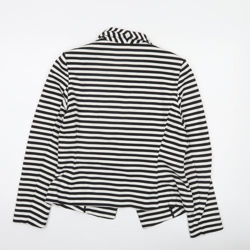 Marks and Spencer Women Black White Striped Blazer Size 14