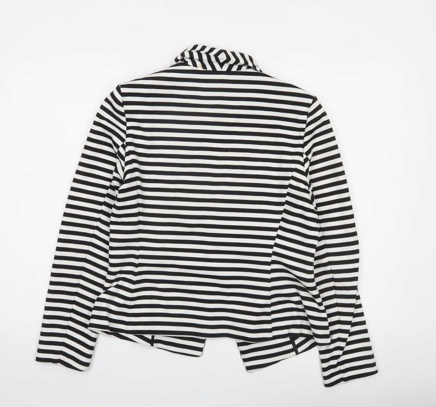 Marks and Spencer Women Black White Striped Blazer Size 14