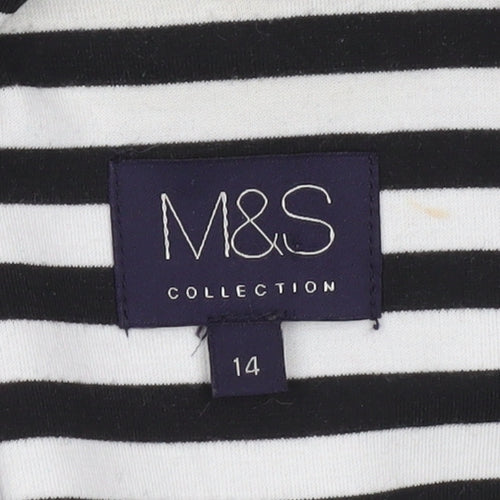 Marks and Spencer Women Black White Striped Blazer Size 14