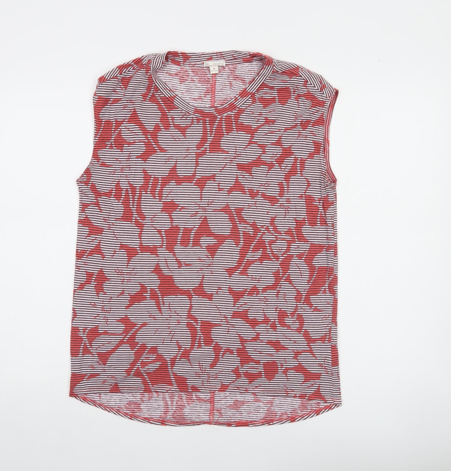 Gap Women Red Floral Striped Sleeveless Tank Top M