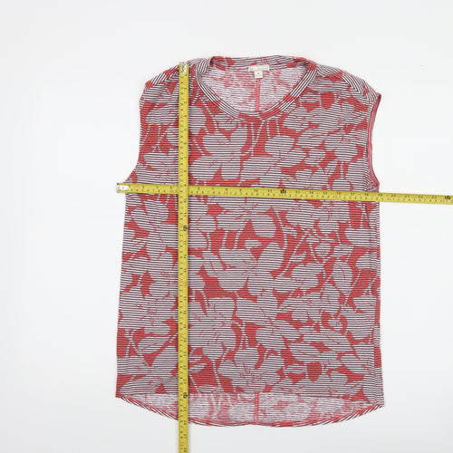 Gap Women Red Floral Striped Sleeveless Tank Top M