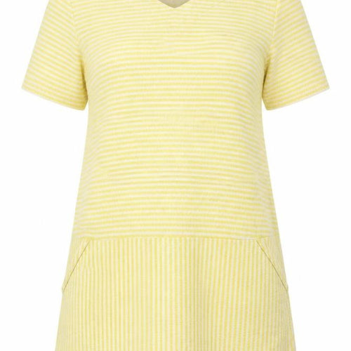 Two Danes Womens Yellow Striped V-Neck Tunic T-Shirt M