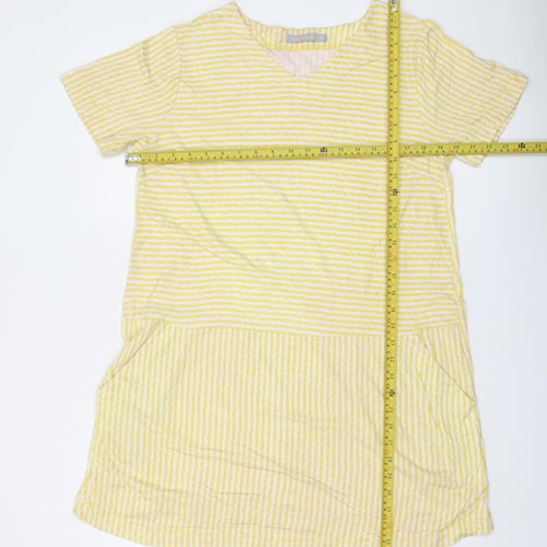 Two Danes Womens Yellow Striped V-Neck Tunic T-Shirt M