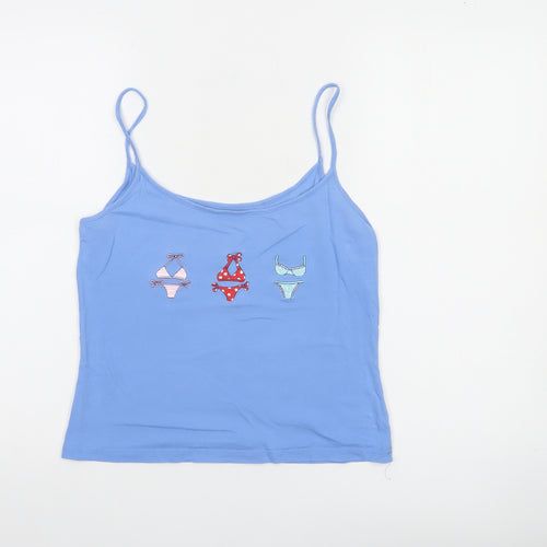 Marks & Spencer Women Blue Cami Nightshirt UK 12 Cotton Sleeveless