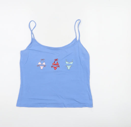 Marks & Spencer Women Blue Cami Nightshirt UK 12 Cotton Sleeveless