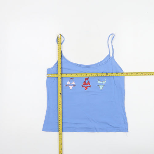Marks & Spencer Women Blue Cami Nightshirt UK 12 Cotton Sleeveless