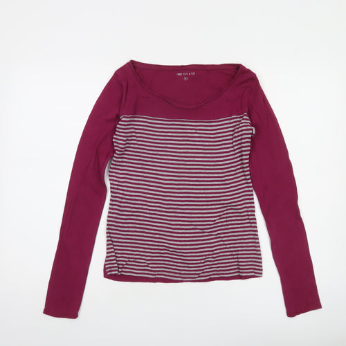 Next Women Purple Striped Long Sleeve Cotton T-Shirt Size 6