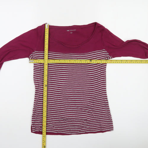 Next Women Purple Striped Long Sleeve Cotton T-Shirt Size 6