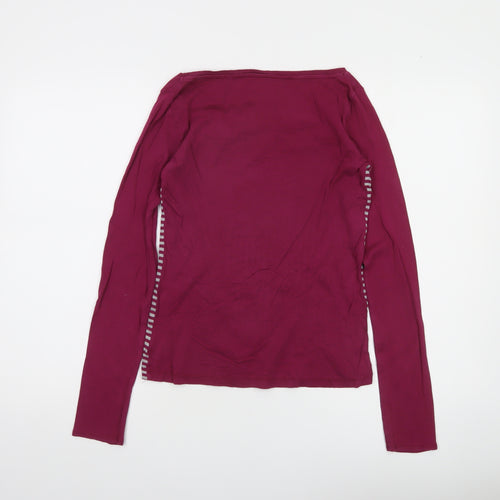 Next Women Purple Striped Long Sleeve Cotton T-Shirt Size 6