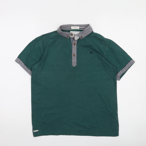 Jasper Conran Boys Green Polo Shirt 12-13 Years Short Sleeve Cotton