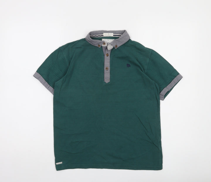 Jasper Conran Boys Green Polo Shirt 12-13 Years Short Sleeve Cotton