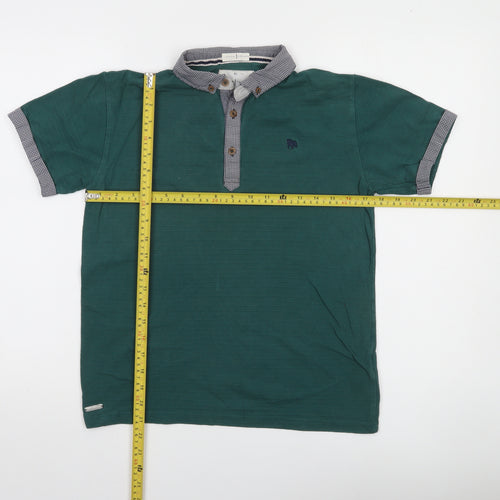 Jasper Conran Boys Green Polo Shirt 12-13 Years Short Sleeve Cotton