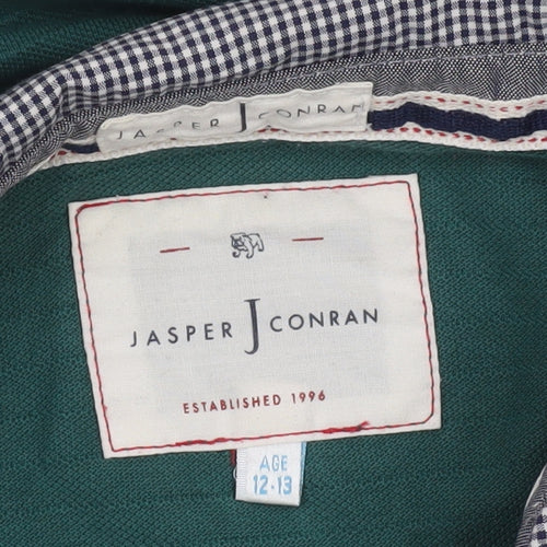 Jasper Conran Boys Green Polo Shirt 12-13 Years Short Sleeve Cotton