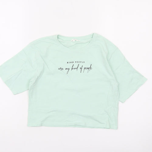 Candy Couture Girls Green Cropped Graphic T-Shirt 10 Years