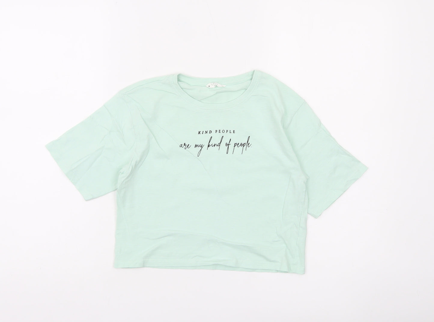 Candy Couture Girls Green Cropped Graphic T-Shirt 10 Years