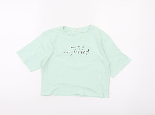 Candy Couture Girls Green Cropped Graphic T-Shirt 10 Years