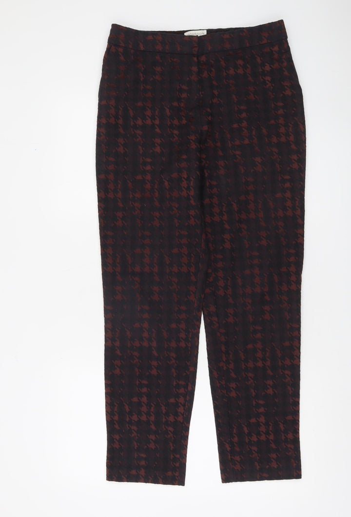 Monsoon Women's Black & Brown Check Tapered Trousers Size 10