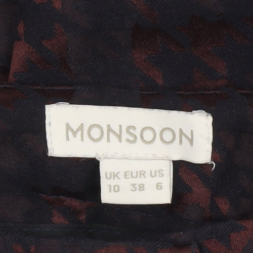 Monsoon Women's Black & Brown Check Tapered Trousers Size 10