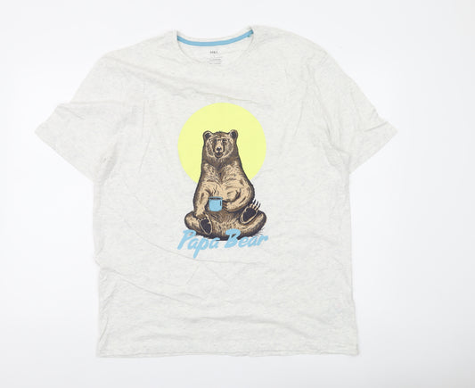 Marks and Spencer Men's Grey L Papa Bear Lounge Pyjama Top Loungewear