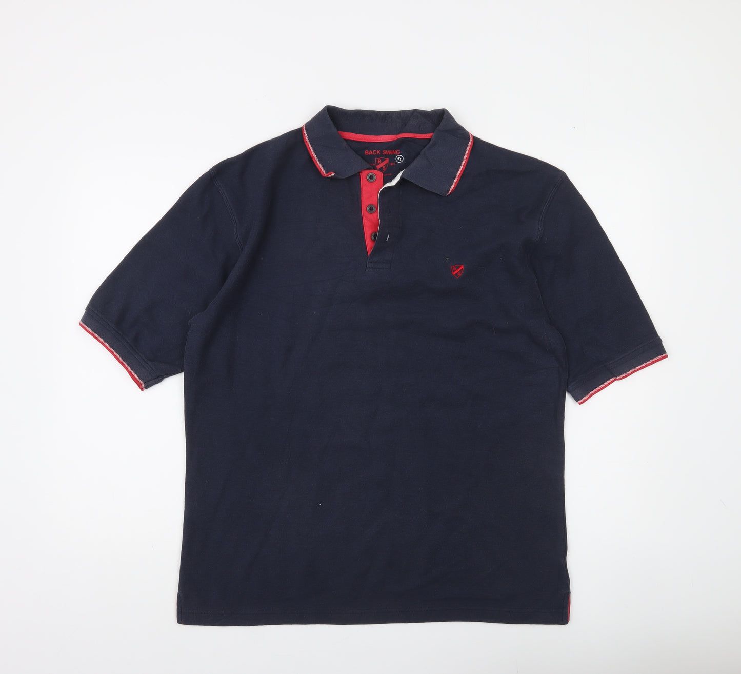 Back Swing Men's Blue Polo Shirt XL Cotton Blend Casual Top