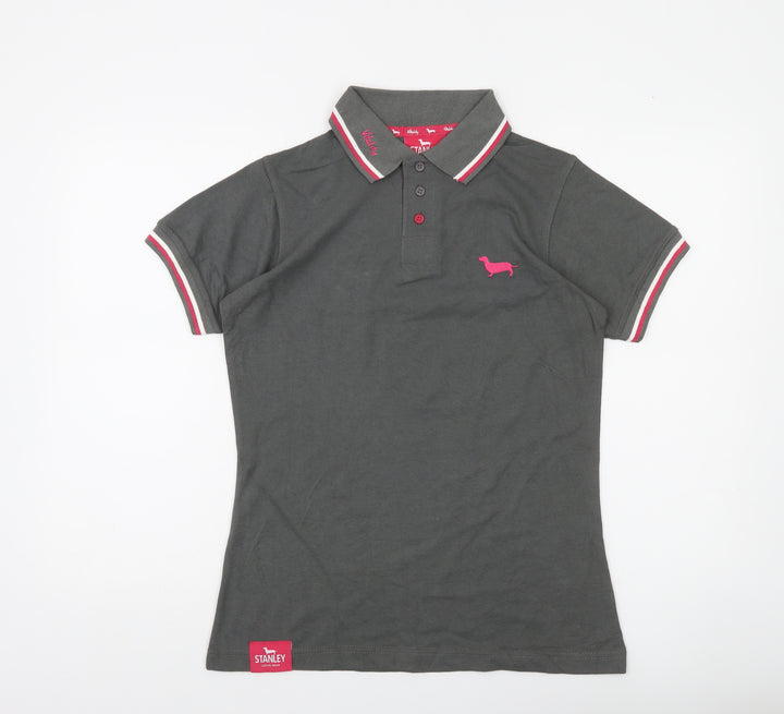 Stanley Vitality Womens Grey Polo Shirt Size M Short Sleeve Casual Top