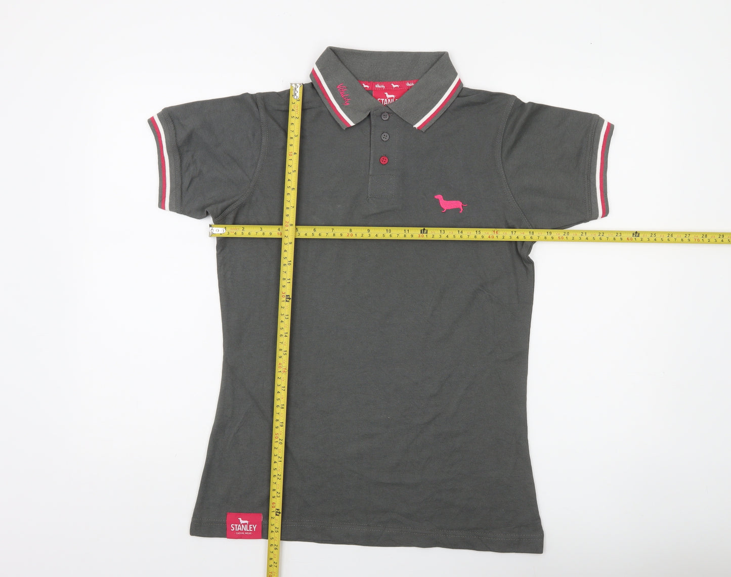 Stanley Vitality Womens Grey Polo Shirt Size M Short Sleeve Casual Top