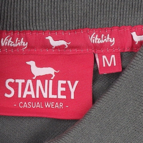 Stanley Vitality Womens Grey Polo Shirt Size M Short Sleeve Casual Top