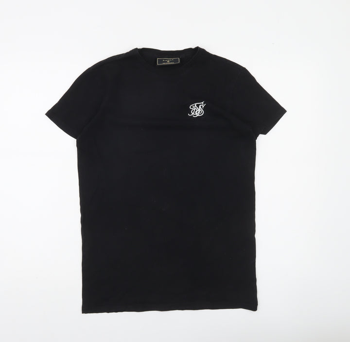 SikSilk Men's Black XS Slim Fit Stretch Jersey T-Shirt