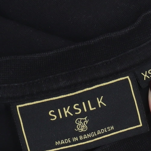 SikSilk Men's Black XS Slim Fit Stretch Jersey T-Shirt