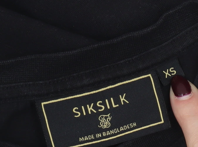 SikSilk Men's Black XS Slim Fit Stretch Jersey T-Shirt