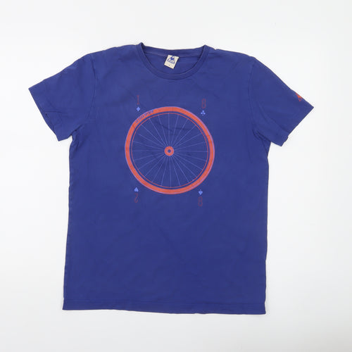 Le Coq Sportif Men’s Blue Graphic Cotton T-Shirt Size S