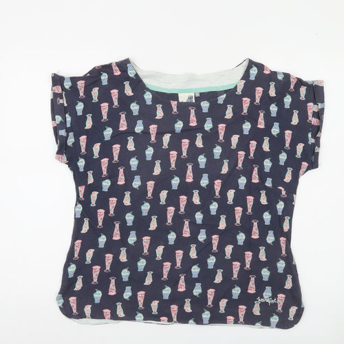 Weird Fish Women's Blue Vase Print Cotton T-Shirt Size 12