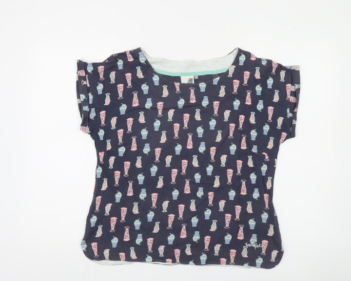 Weird Fish Women's Blue Vase Print Cotton T-Shirt Size 12