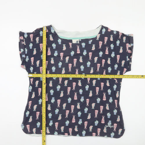 Weird Fish Women's Blue Vase Print Cotton T-Shirt Size 12