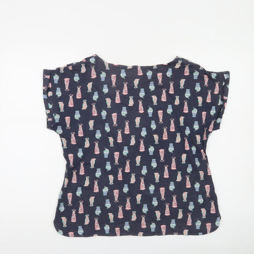 Weird Fish Women's Blue Vase Print Cotton T-Shirt Size 12