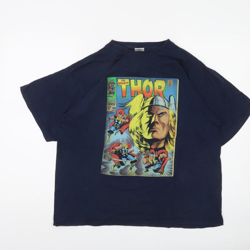 Marvel Men’s Blue Thor Comic Graphic Print T-Shirt XL