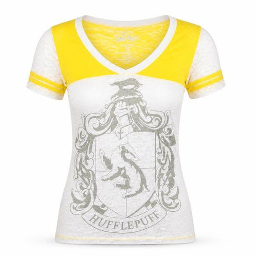 Harry Potter Hufflepuff Women’s Yellow V-Neck Slim Fit T-Shirt M