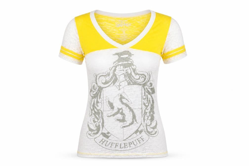 Harry Potter Hufflepuff Women’s Yellow V-Neck Slim Fit T-Shirt M