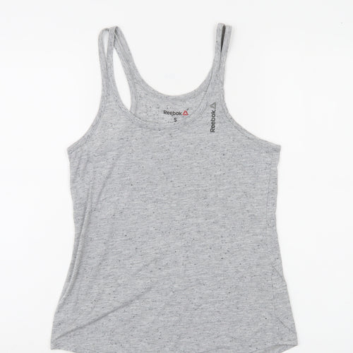 Reebok Womens Grey Small Racerback Tank Top Soft Jersey Activewear