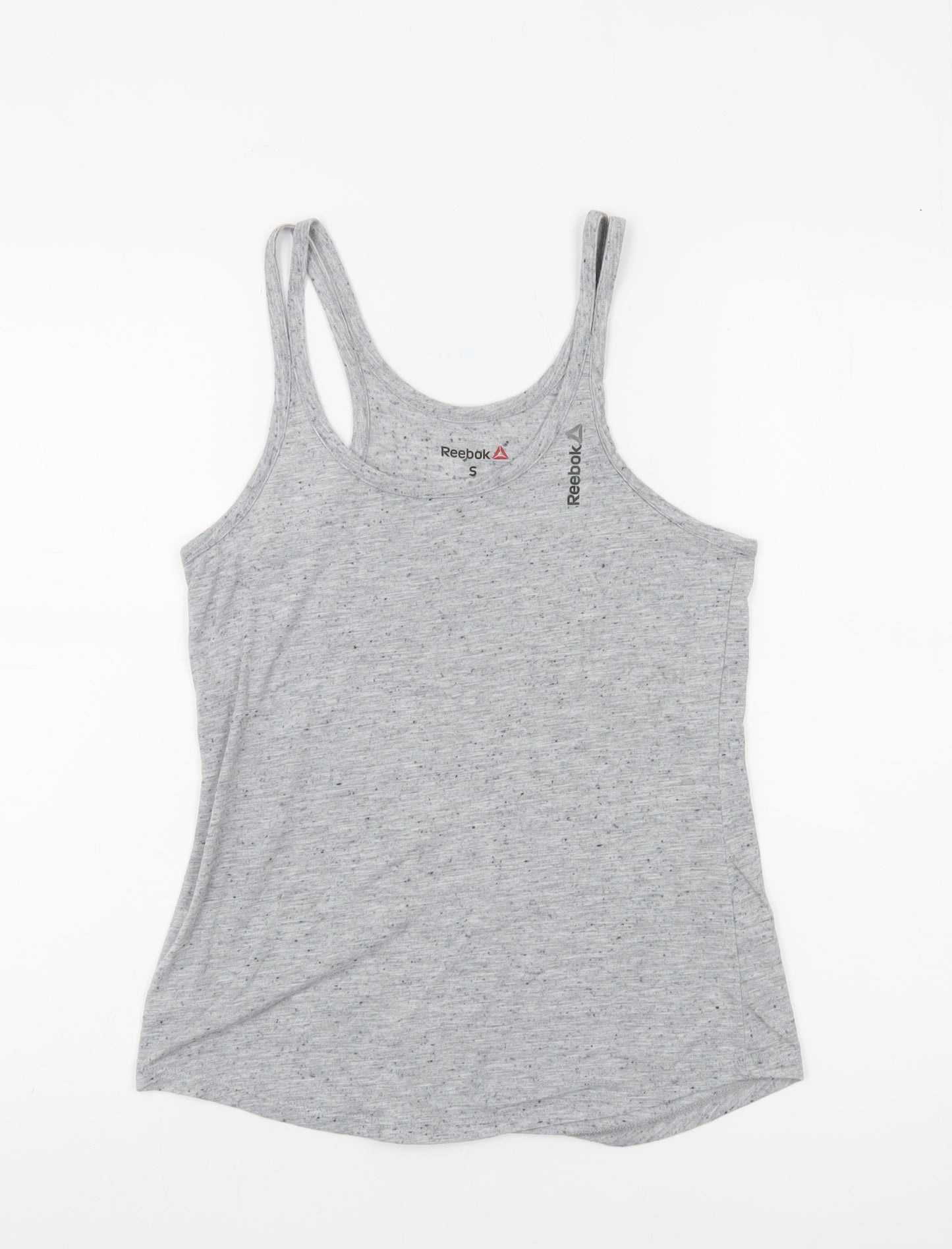 Reebok Womens Grey Small Racerback Tank Top Soft Jersey Activewear