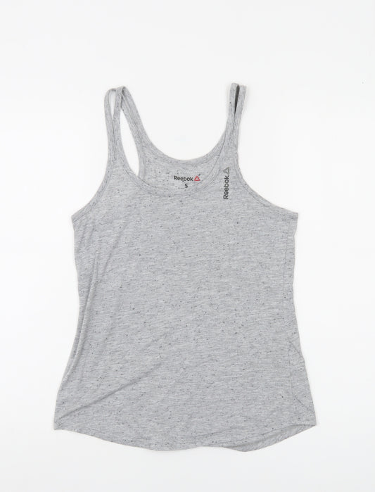 Reebok Womens Grey Small Racerback Tank Top Soft Jersey Activewear