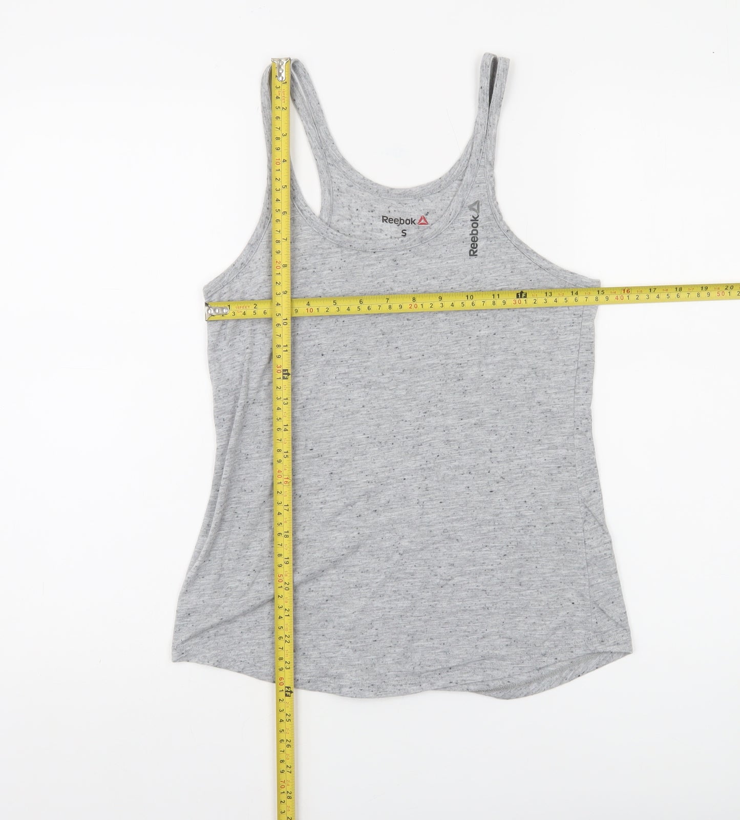 Reebok Womens Grey Small Racerback Tank Top Soft Jersey Activewear