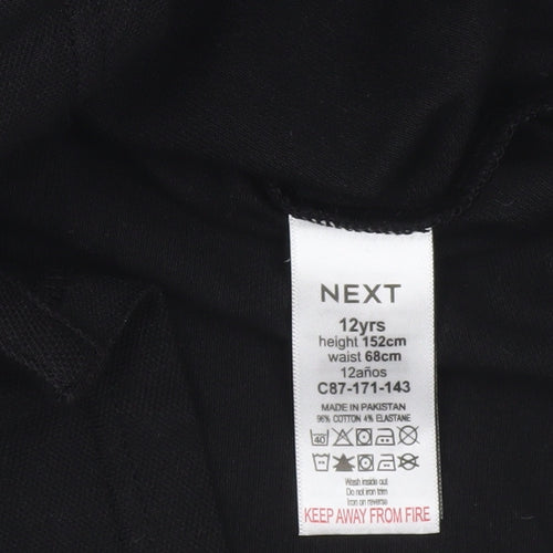 Next Boys Black Polo Shirt 12 Years Collared Jersey Cotton Stretch Casual
