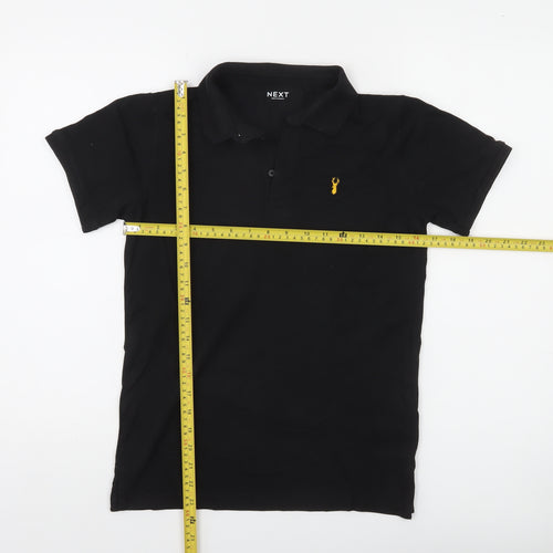 Next Boys Black Polo Shirt 12 Years Collared Jersey Cotton Stretch Casual