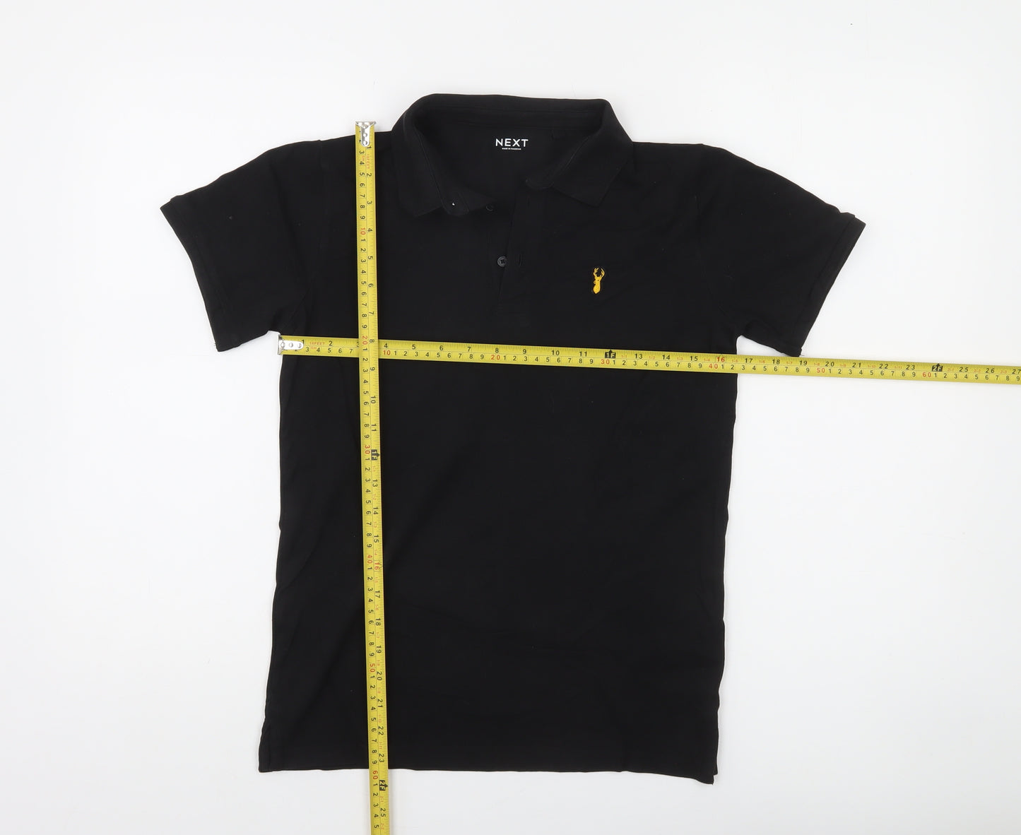 Next Boys Black Polo Shirt 12 Years Collared Jersey Cotton Stretch Casual
