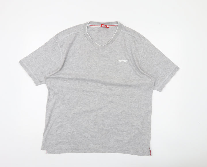 Slazenger Men's Grey V-Neck Short Sleeve T-Shirt L Classic Fit