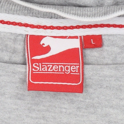 Slazenger Men's Grey V-Neck Short Sleeve T-Shirt L Classic Fit