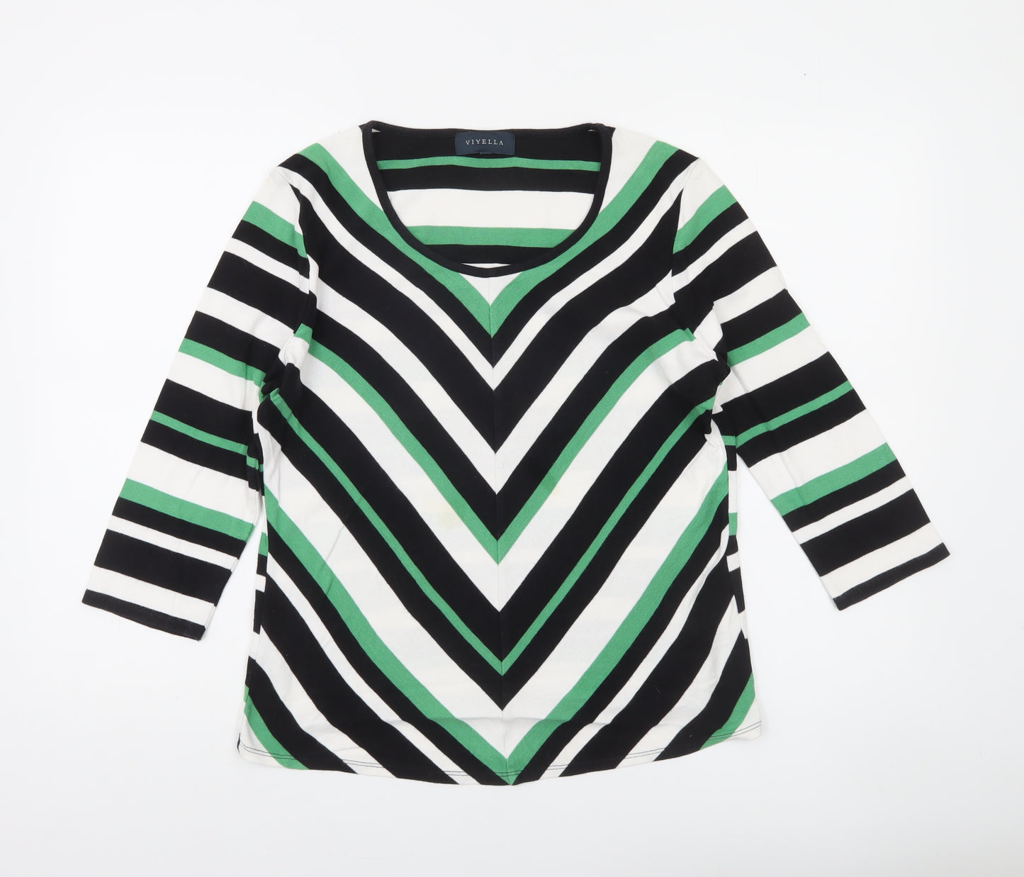 Viyella Women’s Multicoloured Stripe Cotton Jersey Top L